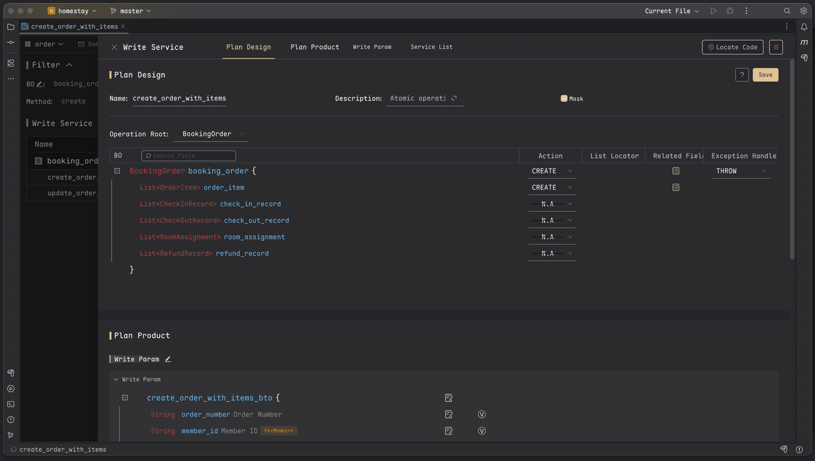 写方案1：创建订单及其明细